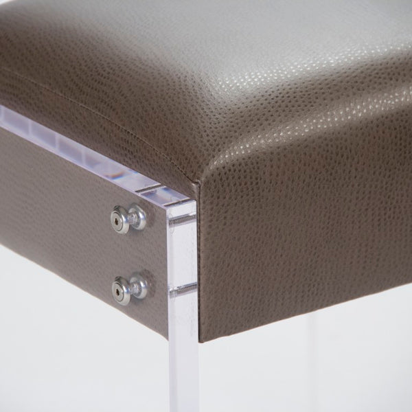 Zentique Vanity modern acrylic stool with plush PU seat—compact 16x19x15 inches, durable stylish accent for small spaces Briar Vinyl, Clear Acrylic ZF017