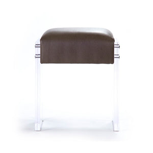 Zentique Vanity modern acrylic stool with plush PU seat—compact 16x19x15 inches, durable stylish accent for small spaces Briar Vinyl, Clear Acrylic ZF017