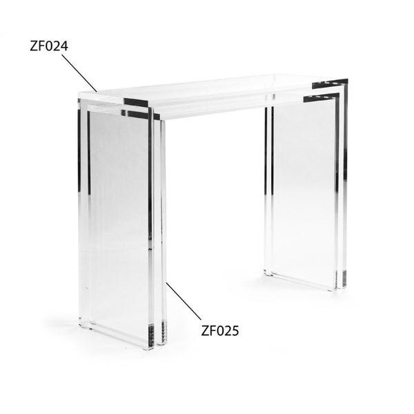 Zentique Cleon Acrylic Console Table — Crystal Clear Modern Entryway Console, Durable Scratch-Resistant USA Made (97 chars) ZF024