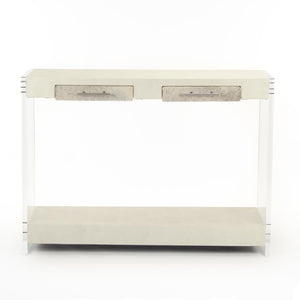 Zentique Parker Acrylic Console With Chic White Drawers - Modern Elegance And Versatile Storage Solution Clear Acrylic,Arctic White Pu Acrylic,Pu Zf035
