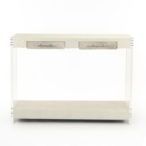 Zentique Parker Acrylic Console With Chic White Drawers - Modern Elegance And Versatile Storage Solution Clear Acrylic,Arctic White Pu Acrylic,Pu Zf035