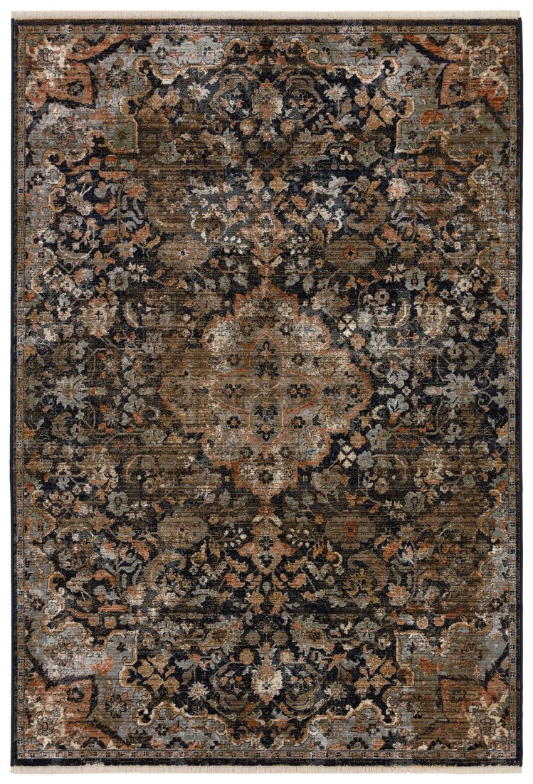 Jaipur Living Zefira Amena Zfa09 Powerloomed Machinemade 100% Polypropylene Vintage Medallion Indoor Rug Dark Navy, Taupe 100% Polypropylene Rug148480