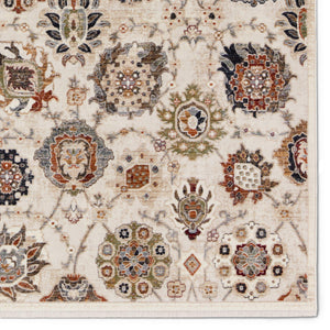 Jaipur Living Vibe by Jaipur Living Althea Oushak Floral Polypropylene Rug for Dining Rooms Cream 8'X10'6" RUG156880