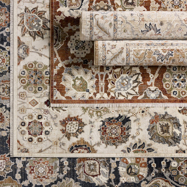 Jaipur Living Vibe by Jaipur Living Althea Oushak Floral Polypropylene Rug for Dining Rooms Cream 8'X10'6" RUG156880