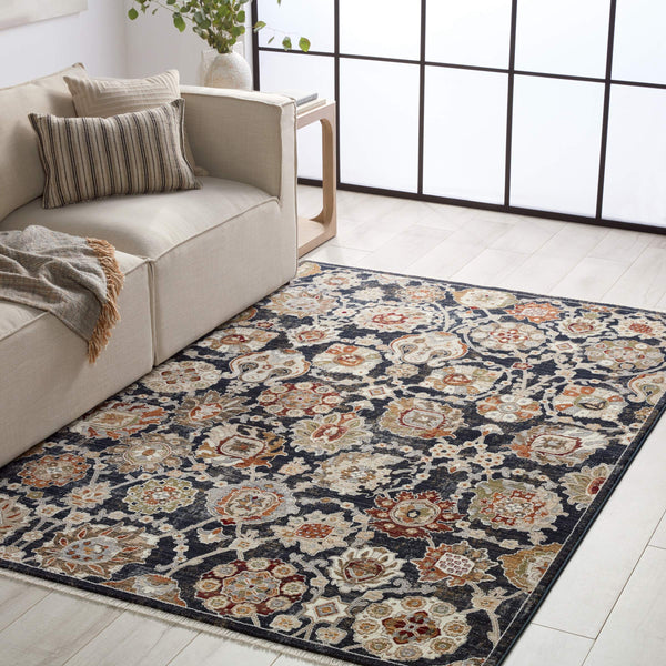 Jaipur Living Vibe by Jaipur Living Althea Oushak Floral Polypropylene Rug for Dining Rooms Blue 10'X14' RUG156884