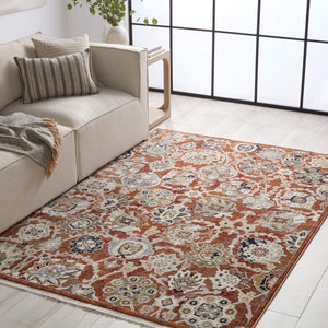 Jaipur Living Vibe by Jaipur Living Althea Oushak Floral Polypropylene Rug for Dining Rooms Orange 10'X14' RUG156887
