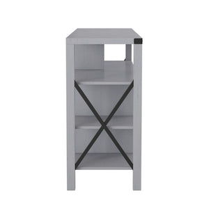 English Elm Wyatt Modern Farmhouse Tall TV Console Cabinet with Stylish Open Shelves and Hidden Storage Solutions Coastal Gray 60" ZG-025-CGY-GG