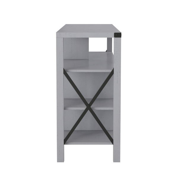 English Elm Wyatt Modern Farmhouse Tall TV Console Cabinet with Stylish Open Shelves and Hidden Storage Solutions Coastal Gray 60" ZG-025-CGY-GG