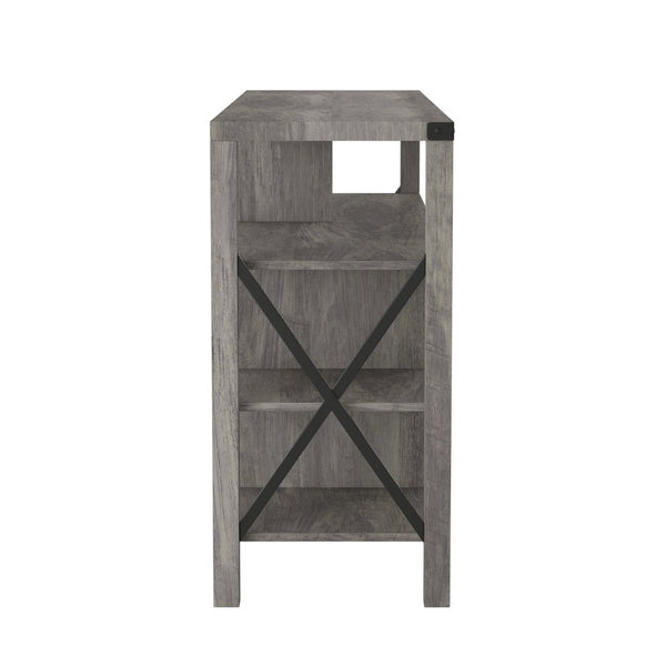 English Elm Wyatt Modern Farmhouse Tall TV Console Cabinet with Stylish Open Shelves and Hidden Storage Solutions Gray Wash 60" ZG-025-GY-GG