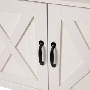 English Elm Wyatt Modern Farmhouse Tall TV Console Cabinet with Stylish Open Shelves and Hidden Storage Solutions White 60" ZG-025-WH-GG