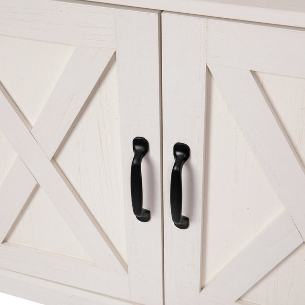 English Elm Wyatt Modern Farmhouse Tall TV Console Cabinet with Stylish Open Shelves and Hidden Storage Solutions White 60" ZG-025-WH-GG