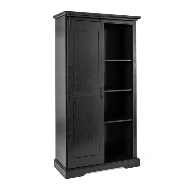 English Elm Harrison 36" Rustic Farmhouse Storage Cabinet with Sliding Barn Door and Adjustable Shelves for Versatile Use Black ZG-026-BLK-GG