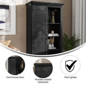 English Elm Harrison 36" Rustic Farmhouse Storage Cabinet with Sliding Barn Door and Adjustable Shelves for Versatile Use Black ZG-026-BLK-GG
