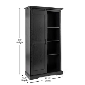 English Elm Harrison 36" Rustic Farmhouse Storage Cabinet with Sliding Barn Door and Adjustable Shelves for Versatile Use Black ZG-026-BLK-GG