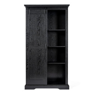 English Elm Harrison 36" Rustic Farmhouse Storage Cabinet with Sliding Barn Door and Adjustable Shelves for Versatile Use Black ZG-026-BLK-GG