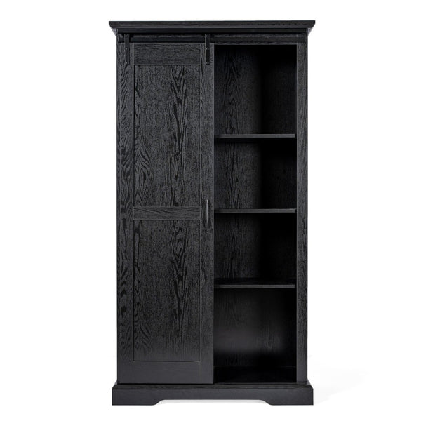 English Elm Harrison 36" Rustic Farmhouse Storage Cabinet with Sliding Barn Door and Adjustable Shelves for Versatile Use Black ZG-026-BLK-GG