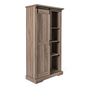 English Elm Harrison 36" Rustic Farmhouse Storage Cabinet with Sliding Barn Door and Adjustable Shelves for Versatile Use Graywash ZG-026-GRYWSH-GG