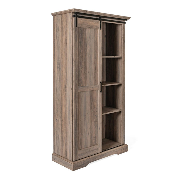 English Elm Harrison 36" Rustic Farmhouse Storage Cabinet with Sliding Barn Door and Adjustable Shelves for Versatile Use Graywash ZG-026-GRYWSH-GG