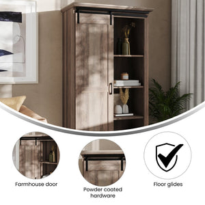 English Elm Harrison 36" Rustic Farmhouse Storage Cabinet with Sliding Barn Door and Adjustable Shelves for Versatile Use Graywash ZG-026-GRYWSH-GG