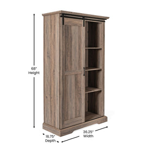 English Elm Harrison 36" Rustic Farmhouse Storage Cabinet with Sliding Barn Door and Adjustable Shelves for Versatile Use Graywash ZG-026-GRYWSH-GG