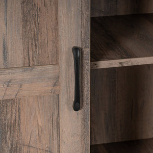English Elm Harrison 36" Rustic Farmhouse Storage Cabinet with Sliding Barn Door and Adjustable Shelves for Versatile Use Graywash ZG-026-GRYWSH-GG