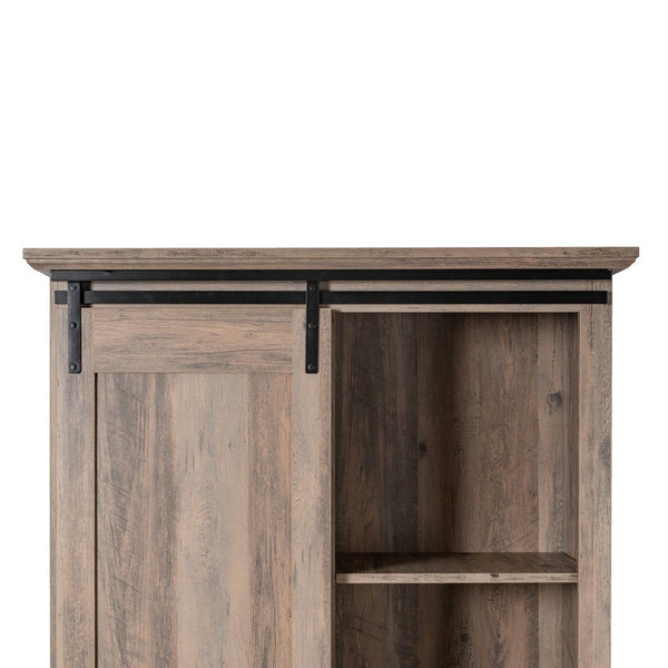 English Elm Harrison 36" Rustic Farmhouse Storage Cabinet with Sliding Barn Door and Adjustable Shelves for Versatile Use Graywash ZG-026-GRYWSH-GG