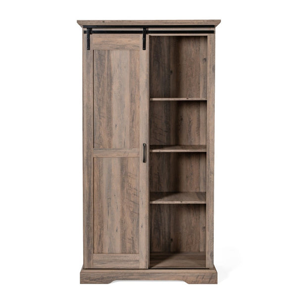 English Elm Harrison 36" Rustic Farmhouse Storage Cabinet with Sliding Barn Door and Adjustable Shelves for Versatile Use Graywash ZG-026-GRYWSH-GG