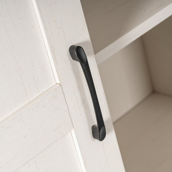 English Elm Harrison 36" Rustic Farmhouse Storage Cabinet with Sliding Barn Door and Adjustable Shelves for Versatile Use White ZG-026-WHT-GG