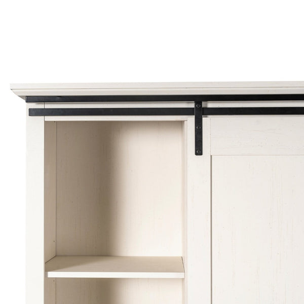 English Elm Harrison 36" Rustic Farmhouse Storage Cabinet with Sliding Barn Door and Adjustable Shelves for Versatile Use White ZG-026-WHT-GG