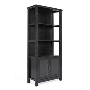 English Elm Stella Modern Farmhouse Bookcase and Storage Cabinet with Glass Doors for Stylish Organization Black ZG-027-BLK-GG