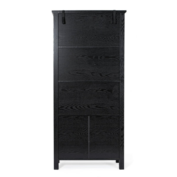 English Elm Stella Modern Farmhouse Bookcase and Storage Cabinet with Glass Doors for Stylish Organization Black ZG-027-BLK-GG