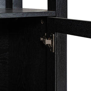English Elm Stella Modern Farmhouse Bookcase and Storage Cabinet with Glass Doors for Stylish Organization Black ZG-027-BLK-GG