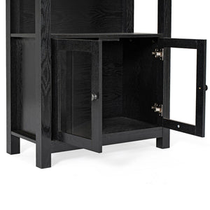 English Elm Stella Modern Farmhouse Bookcase and Storage Cabinet with Glass Doors for Stylish Organization Black ZG-027-BLK-GG