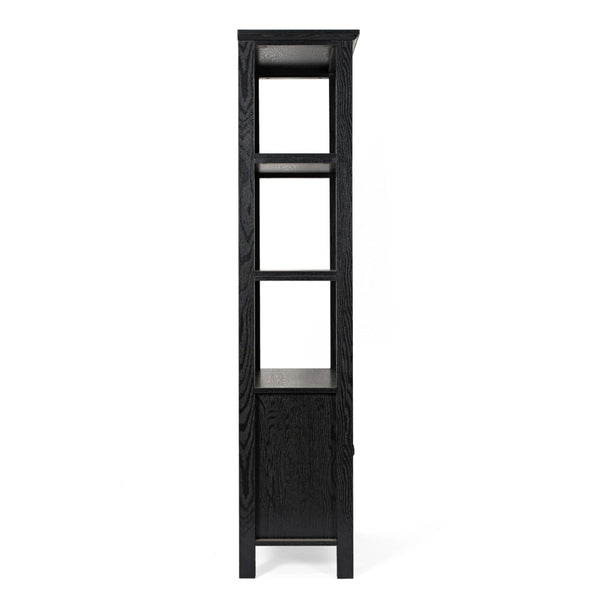 English Elm Stella Modern Farmhouse Bookcase and Storage Cabinet with Glass Doors for Stylish Organization Black ZG-027-BLK-GG
