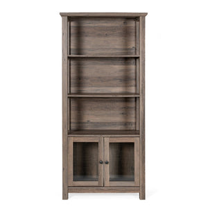 English Elm Stella Modern Farmhouse Bookcase and Storage Cabinet with Glass Doors for Stylish Organization Gray Wash ZG-027-GRYWSH-GG
