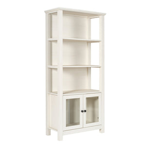 English Elm Stella Modern Farmhouse Bookcase and Storage Cabinet with Glass Doors for Stylish Organization White ZG-027-WHT-GG