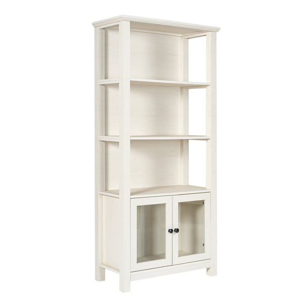 English Elm Stella Modern Farmhouse Bookcase and Storage Cabinet with Glass Doors for Stylish Organization White ZG-027-WHT-GG