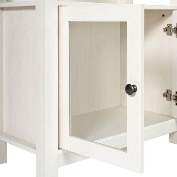 English Elm Stella Modern Farmhouse Bookcase and Storage Cabinet with Glass Doors for Stylish Organization White ZG-027-WHT-GG