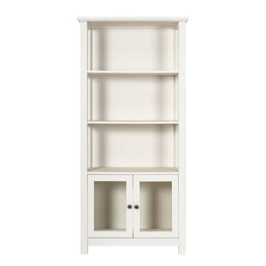 English Elm Stella Modern Farmhouse Bookcase and Storage Cabinet with Glass Doors for Stylish Organization White ZG-027-WHT-GG