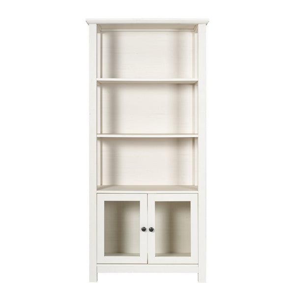 English Elm Stella Modern Farmhouse Bookcase and Storage Cabinet with Glass Doors for Stylish Organization White ZG-027-WHT-GG