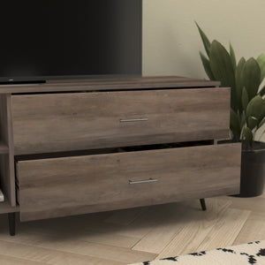 English Elm Nelson Mid Century Modern TV Stand for 60" TVs - Stylish Storage with Adjustable Shelf & Drawers Walnut 65" ZG-028-WAL-GG