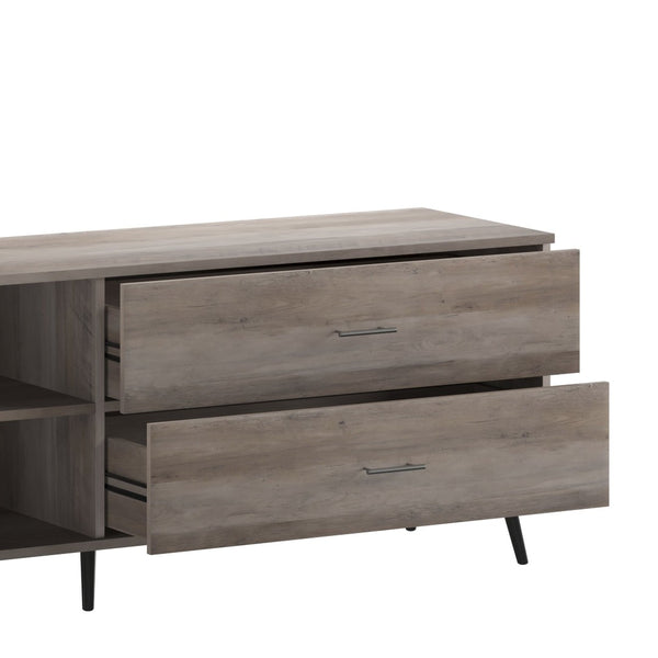 English Elm Nelson Mid Century Modern TV Stand for 60" TVs - Stylish Storage with Adjustable Shelf & Drawers Walnut 65" ZG-028-WAL-GG