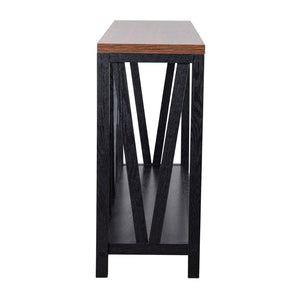 English Elm Charlotte Farmhouse 2-Tier Console Accent Table - Stylish Storage for Entryway or Living Room Charm Walnut Top/Black Frame ZG-034-BK-WAL-GG