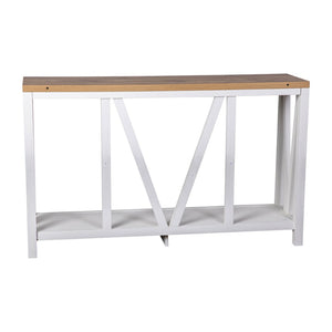 English Elm Charlotte Farmhouse 2-Tier Console Accent Table - Stylish Storage for Entryway or Living Room Charm Warm Oak Top/White Frame ZG-034-WH-WOAK-GG