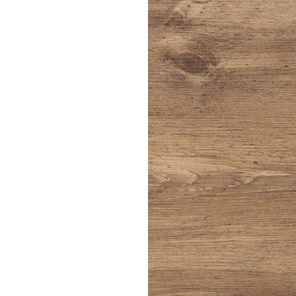 English Elm Charlotte Farmhouse 2-Tier Console Accent Table - Stylish Storage for Entryway or Living Room Charm Warm Oak Top/White Frame ZG-034-WH-WOAK-GG