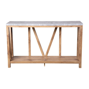 English Elm Charlotte Farmhouse 2-Tier Console Accent Table - Stylish Storage for Entryway or Living Room Charm Concrete Top/Warm Oak Frame ZG-034-WOAK-CONC-GG