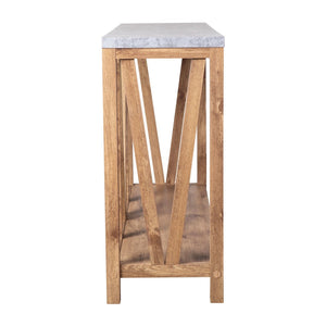 English Elm Charlotte Farmhouse 2-Tier Console Accent Table - Stylish Storage for Entryway or Living Room Charm Concrete Top/Warm Oak Frame ZG-034-WOAK-CONC-GG