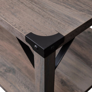 English Elm Wyatt Modern Farmhouse 2-Tier Coffee Table with Stylish Black Metal Accents and Sturdy Design Gray Wash ZG-037-GY-GG