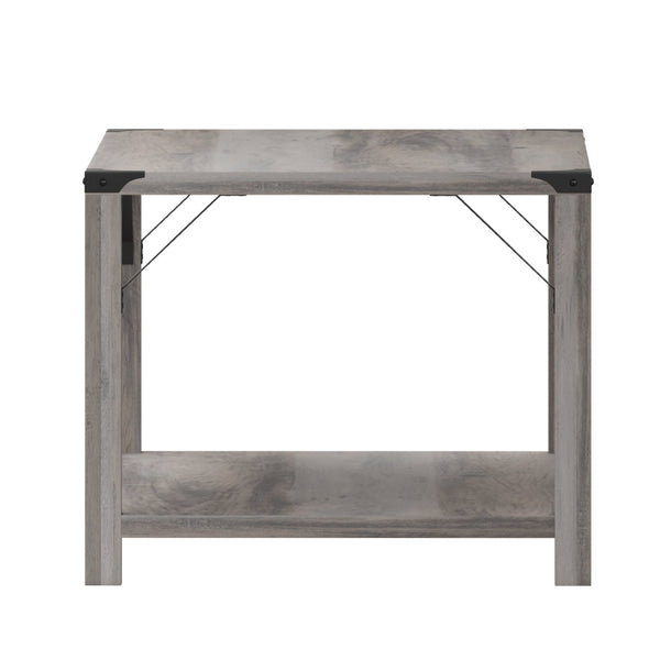 English Elm Wyatt Modern Farmhouse 2-Tier Coffee Table with Stylish Black Metal Accents and Sturdy Design Gray Wash ZG-037-GY-GG
