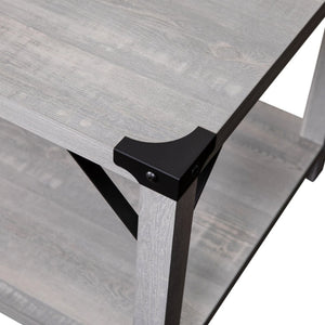 English Elm Wyatt Modern Farmhouse 2-Tier Coffee Table with Stylish Black Metal Accents and Sturdy Design Aspen Gray ZG-037-LTGY-GG